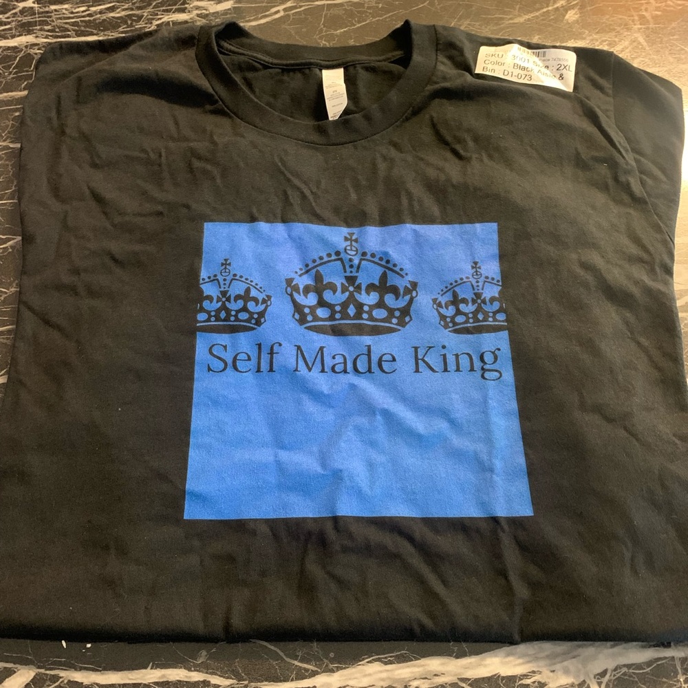 Self Made King Blue and Black T-shirt size 2x